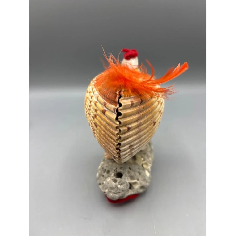 Decorative Seashell Chicken Figurine Handcrafted Coastal Farm
